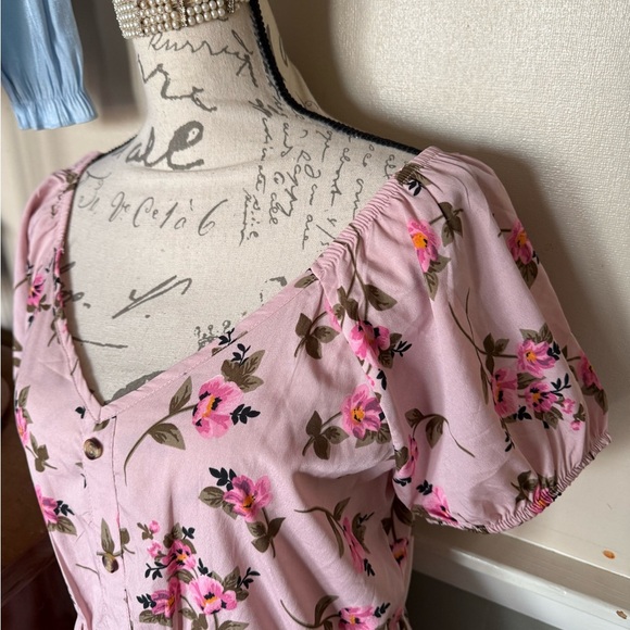 Pink Ruched Smocked Midi Sundress NWT - Picture 8 of 9